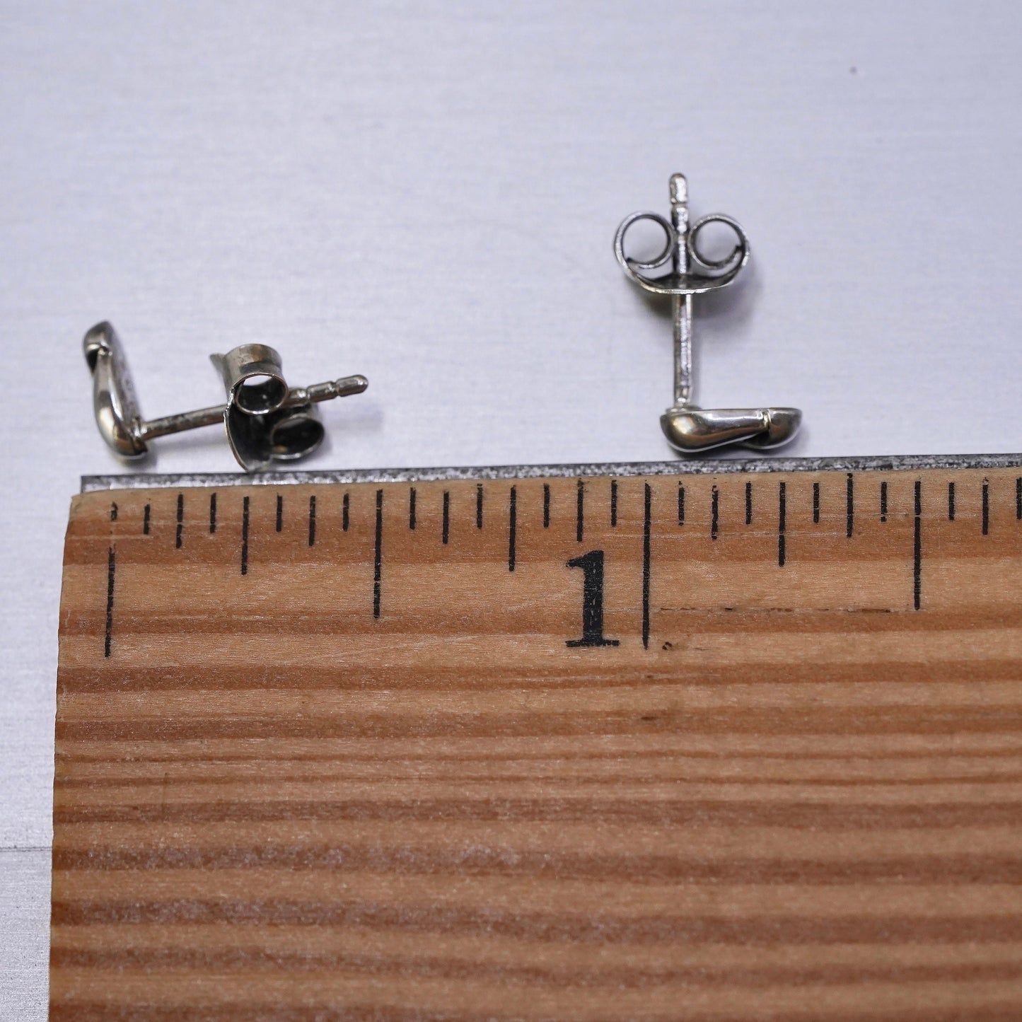 Vintage Sterling silver clear round crystal studs, cz earrings