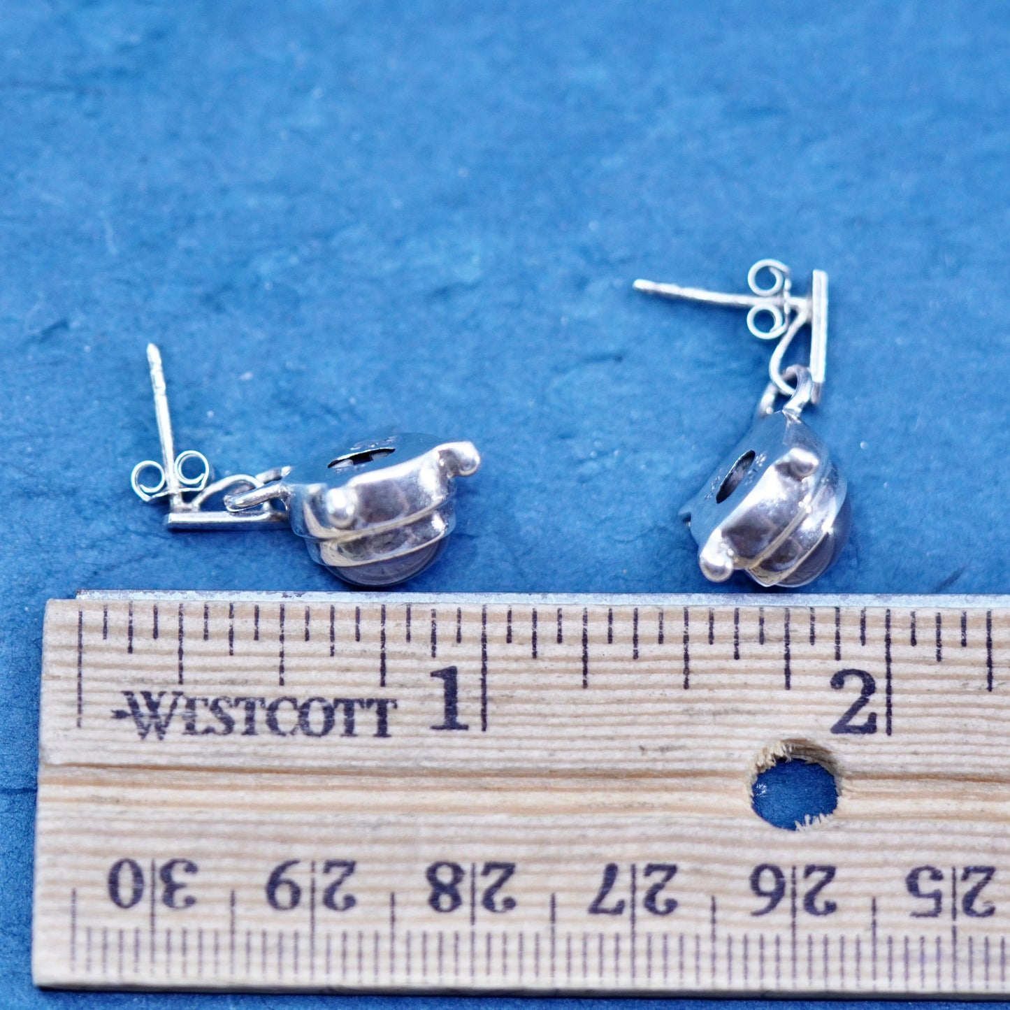 Vintage Sarda Sterling 925 silver handmade earrings with oval moonstone