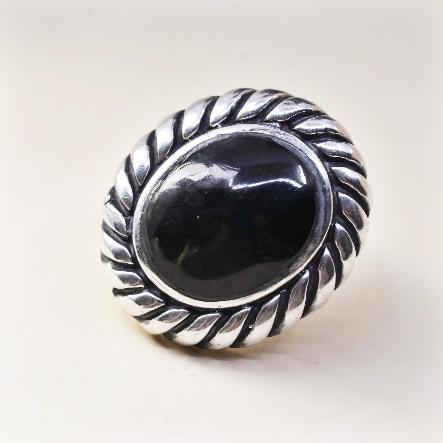 southwestern Mexican Sterling 925 silver handmade stud onyx, single earring