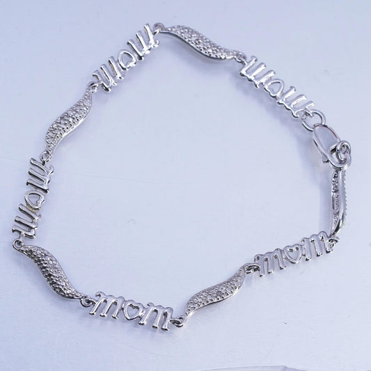 7.25", vintage Sterling 925 silver bracelet, mom chain with cluster diamonds