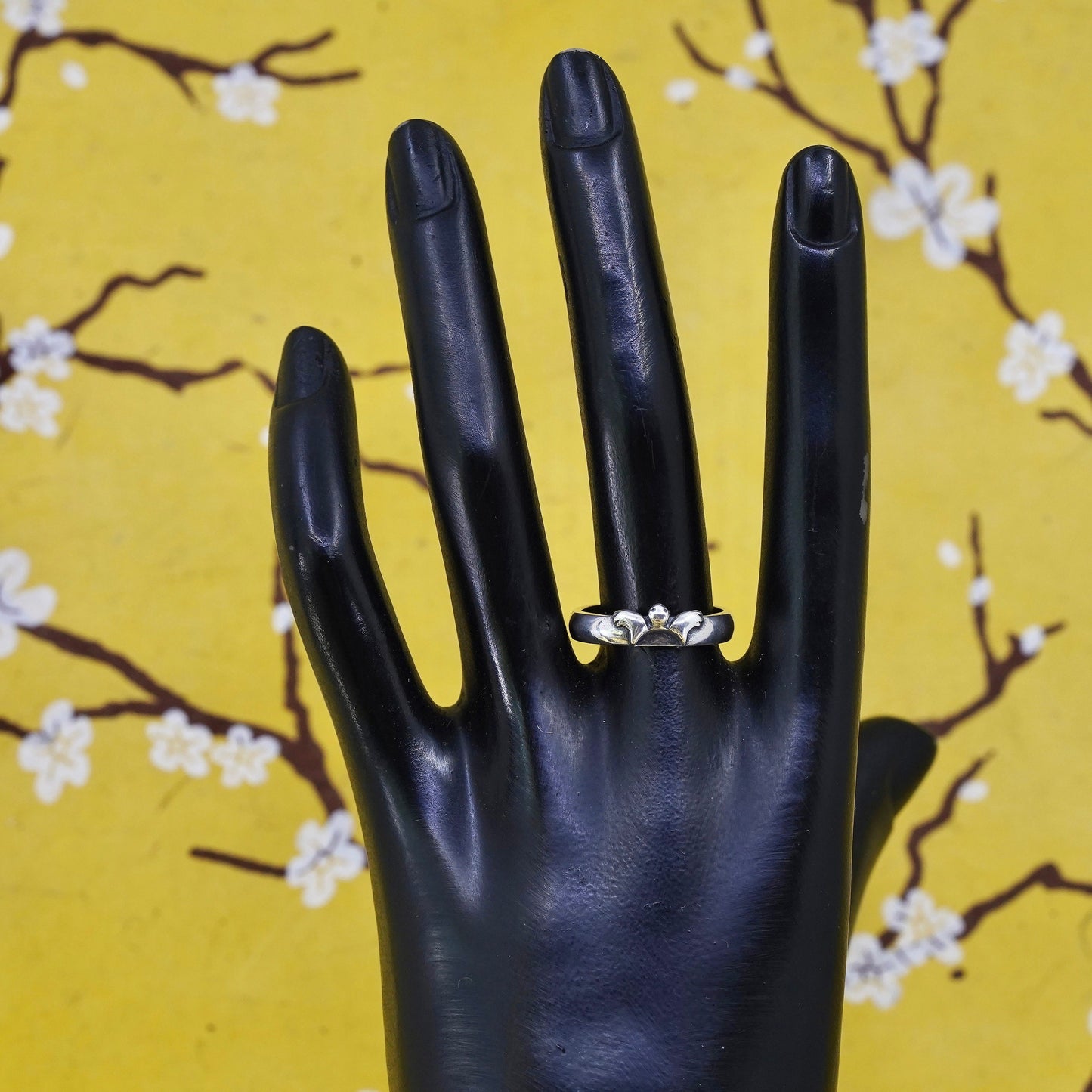 Size 8, Vintage Sterling silver handmade ring, 925 butterfly band