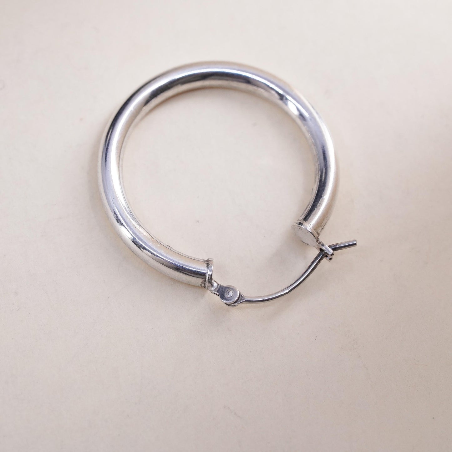 1", Vintage sterling silver loop single earring, minimalist primitive hoop