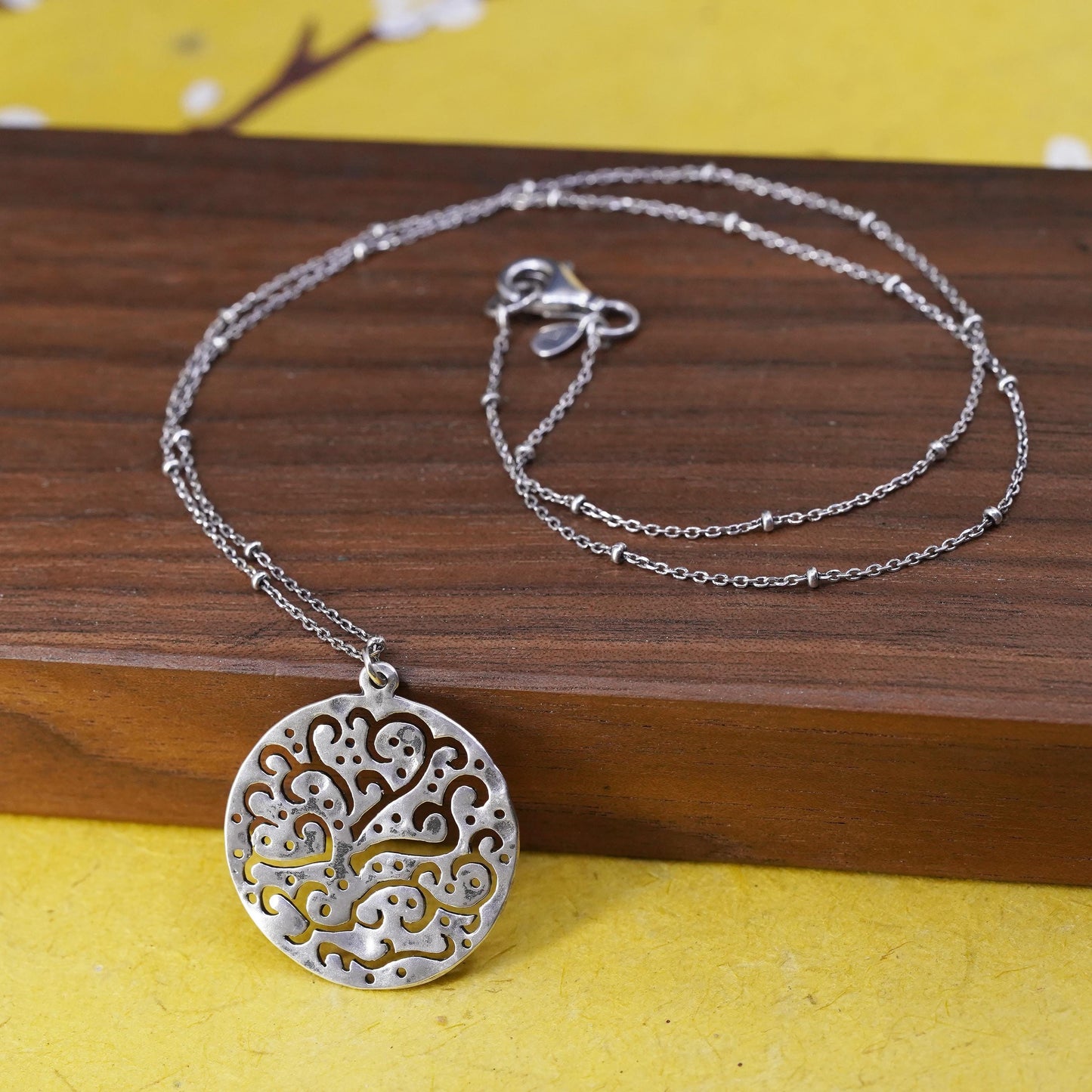 18” Silpada Sterling Silver Cut Above Filigree Pendant Necklace N2328 Retired