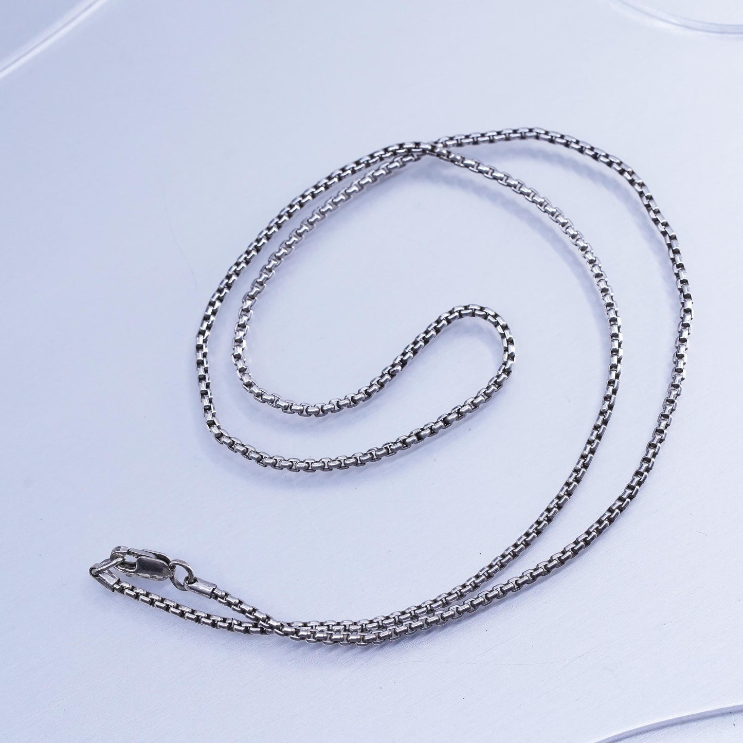 18” 1.6mm, vintage Italy 925 silver box chain necklace