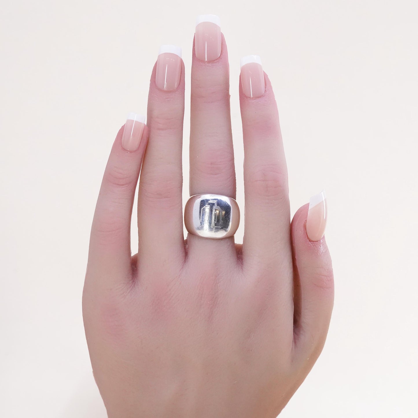 Size 7.25, sterling silver ring, 925 mens band engraved IU Indiana university