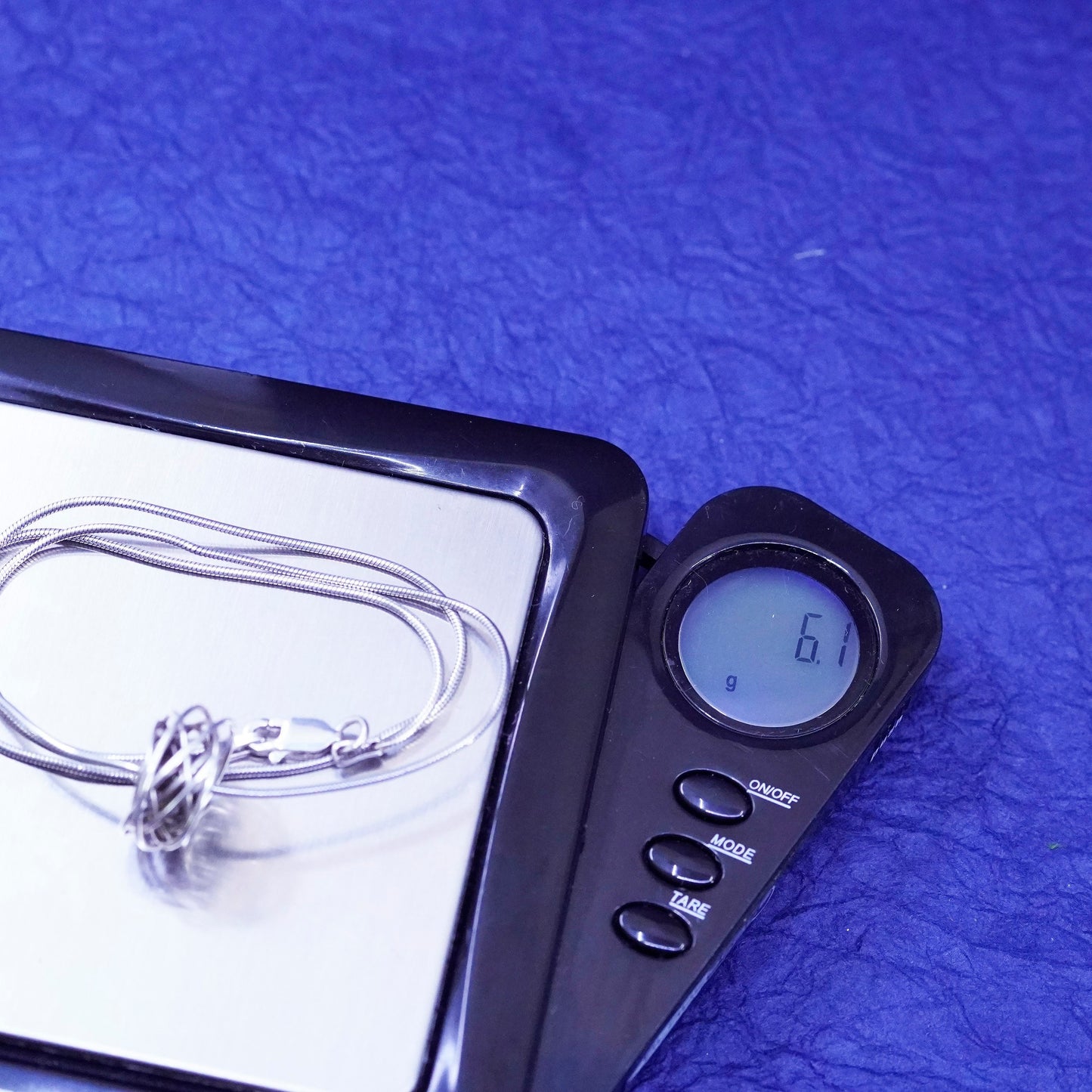 16”, Sterling silver handmade necklace, 925 snake chain entwined circle pendant