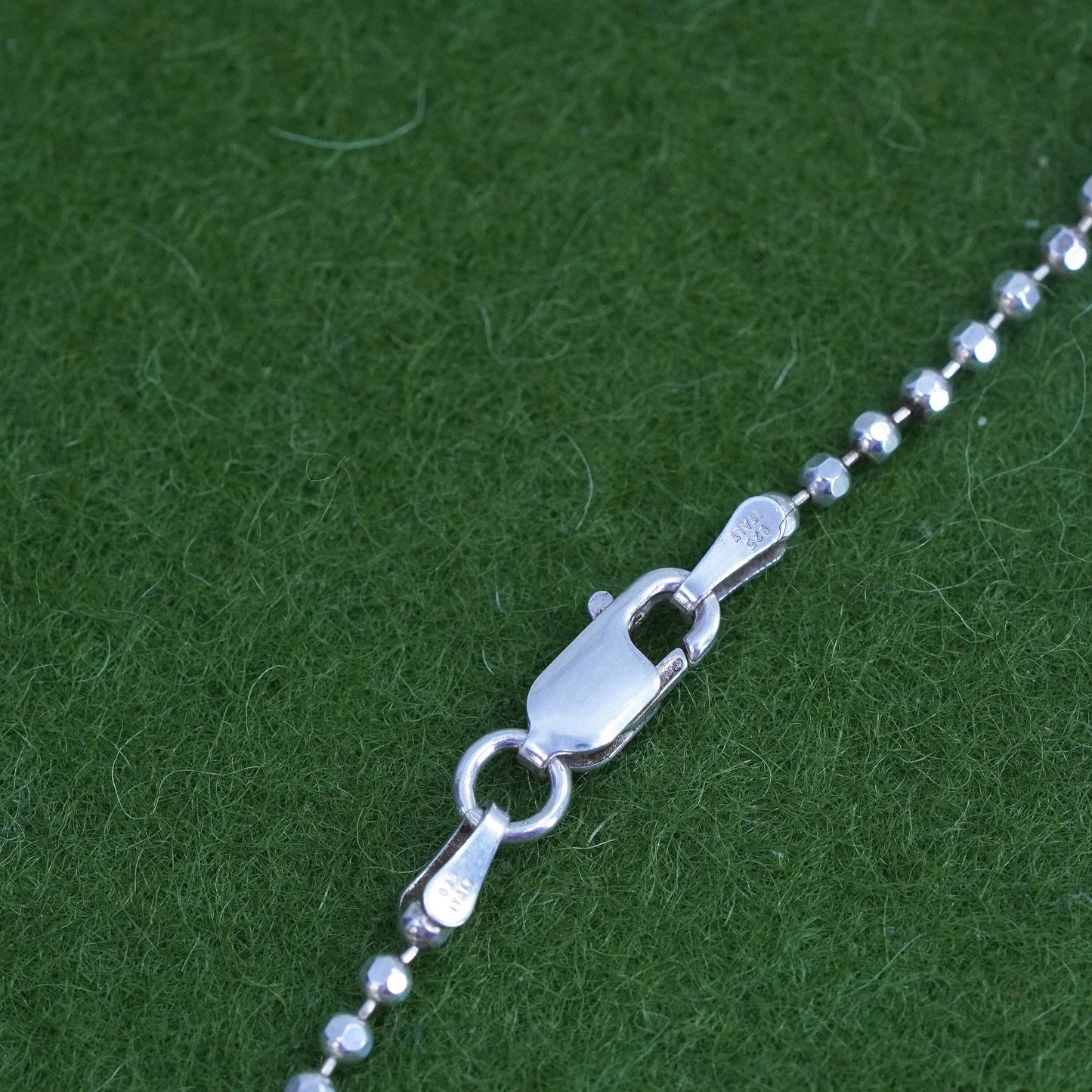 30", 1mm, Vintage sterling silver Italy 925 silver bead chain, necklace