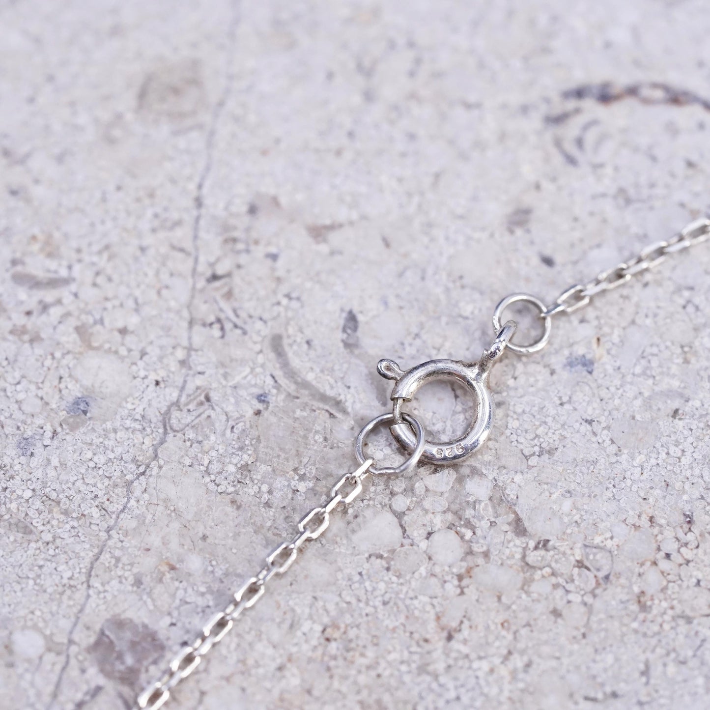 18", vintage Sterling silver handmade necklace, 925 circle chain love pendant