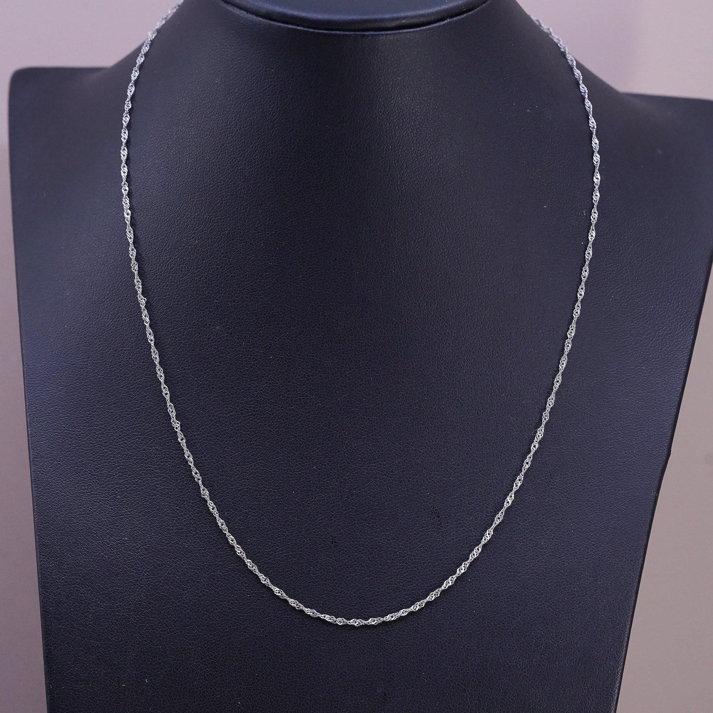 18" 1mm, vintage BGE Sterling silver twisted curb chain, 925 necklace
