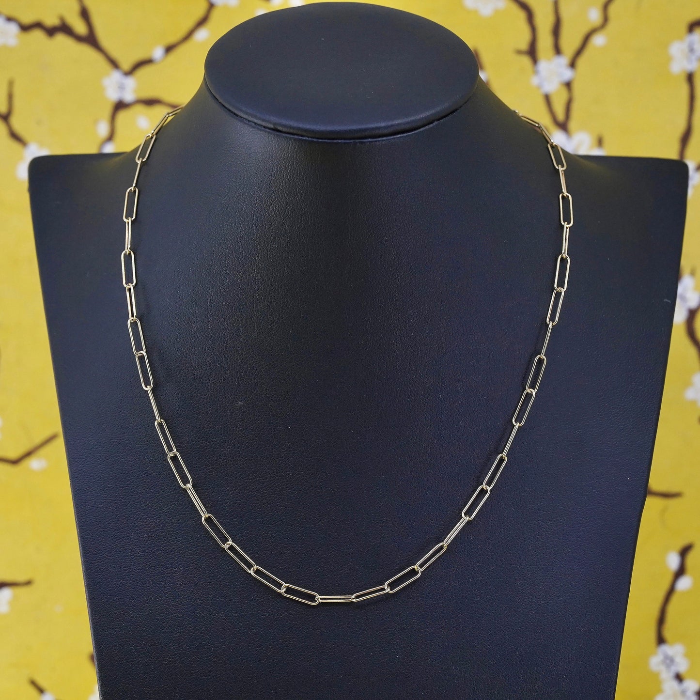 17" vermeil gold over sterling silver elongated chain Italy 925 silver necklace