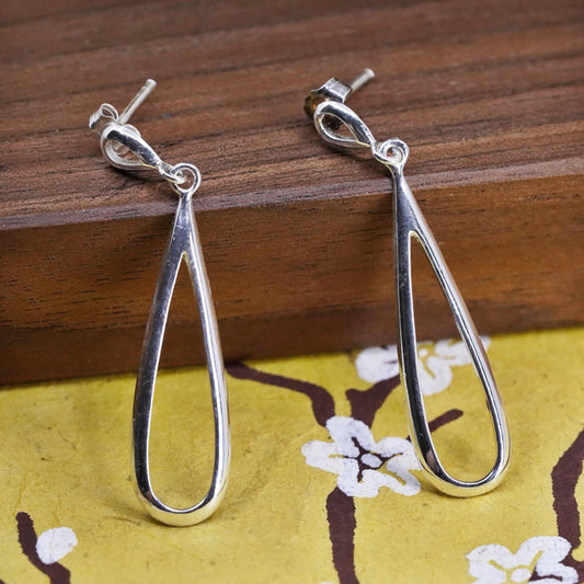 Vintage Sterling silver handmade earrings, 925 teardrop drops