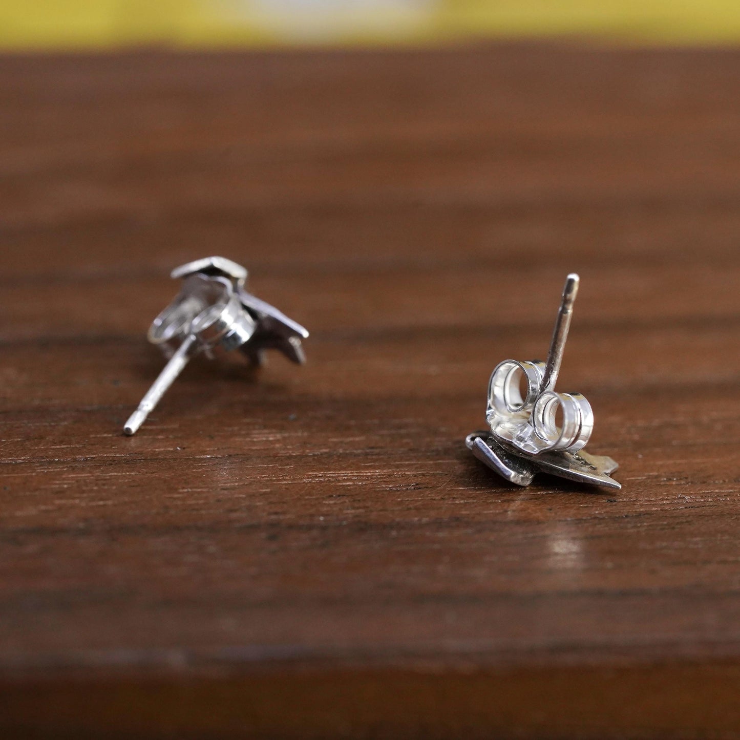 VTG Sterling silver handmade earrings, 925 origami paper folding elephant studs