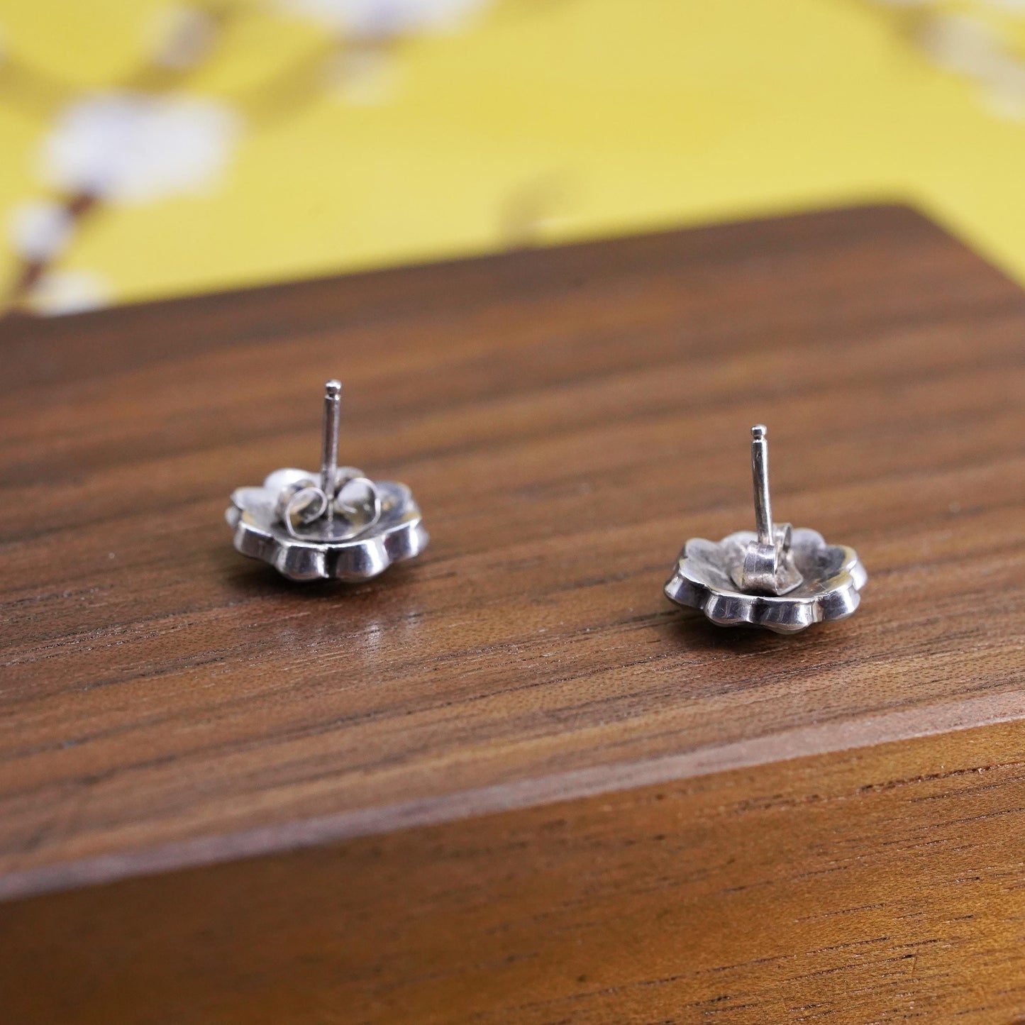 Native American Sterling 925 silver handmade zuni studs earrings turquoise