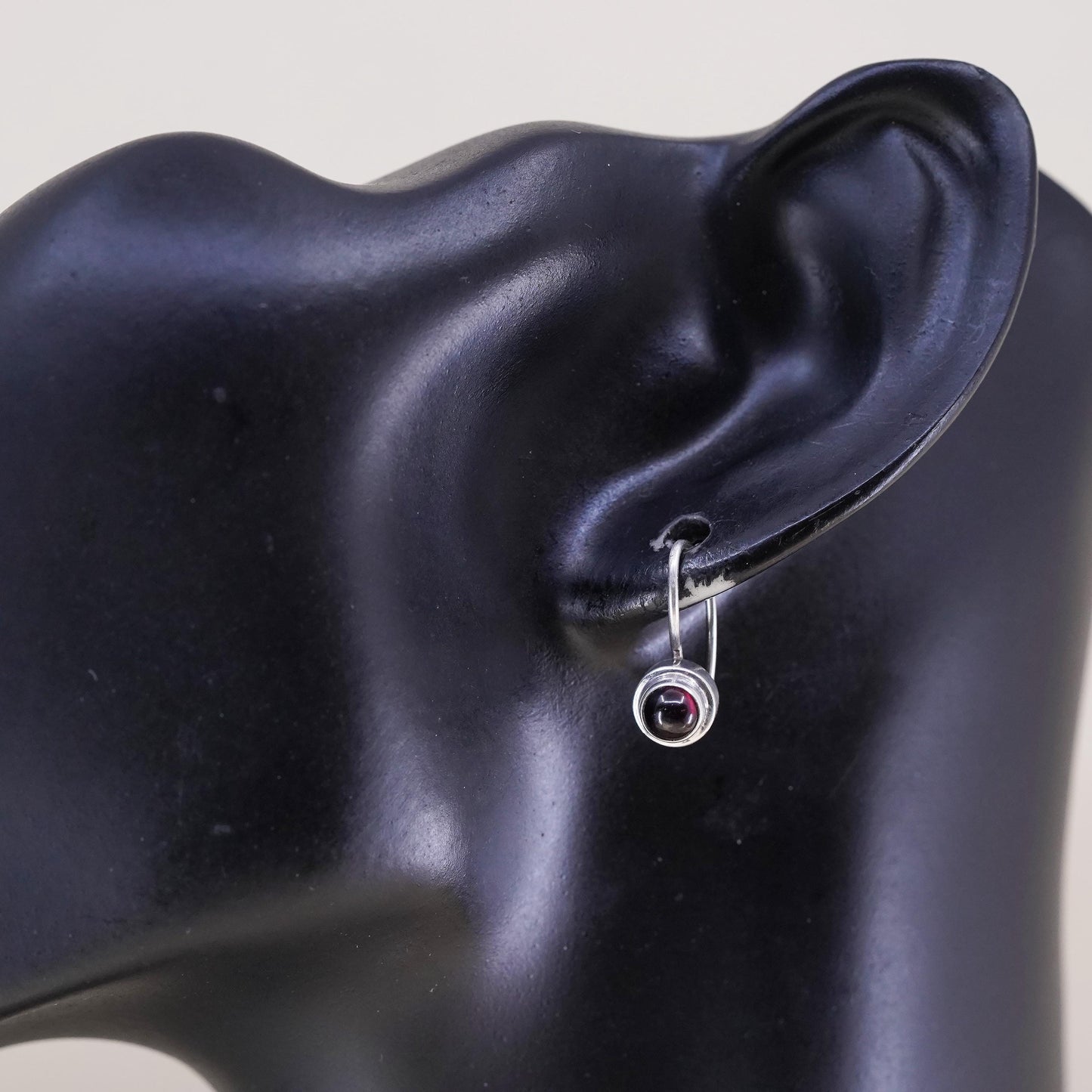 Vintage sterling silver 925 handmade earrings with garnet