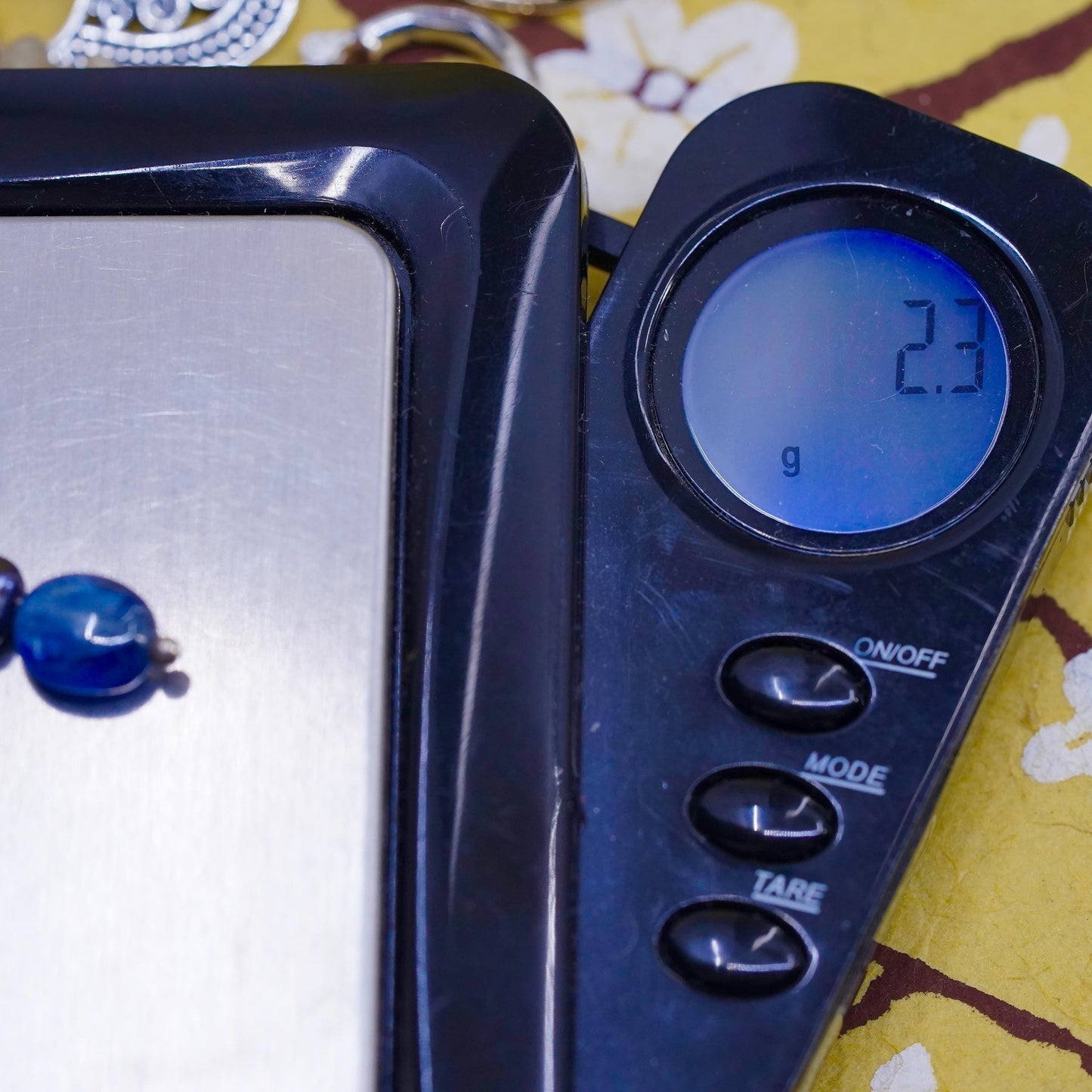 Vintage sterling 925 silver handmade earrings with blue glass bead