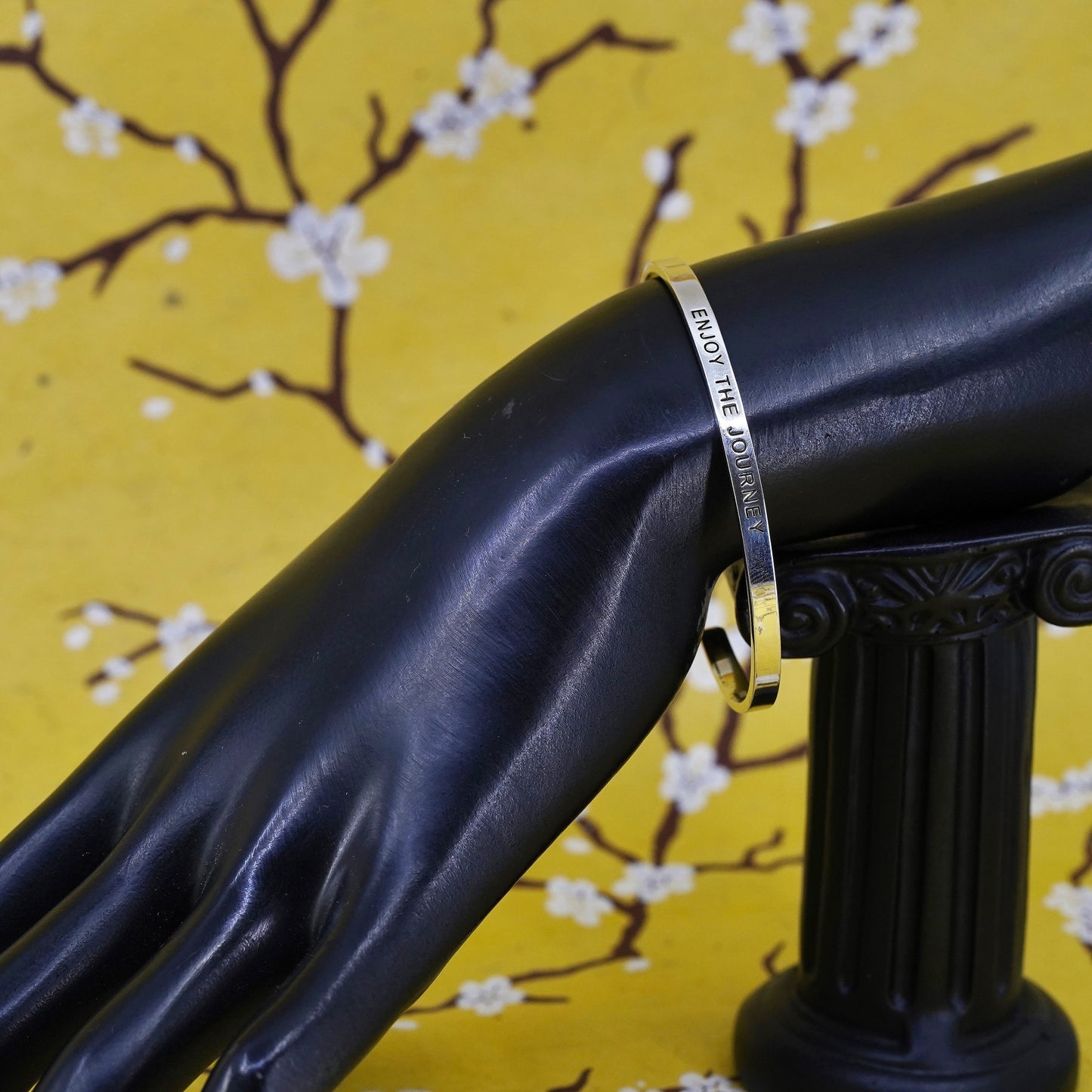 6.5", southwestern Sterling silver bracelet, 925 cuff embossed “enjoy journey