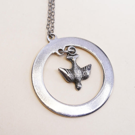 18", Sterling Silver 925 Holy Spirit Dove Necklace, Pendant, Christian Jewelry