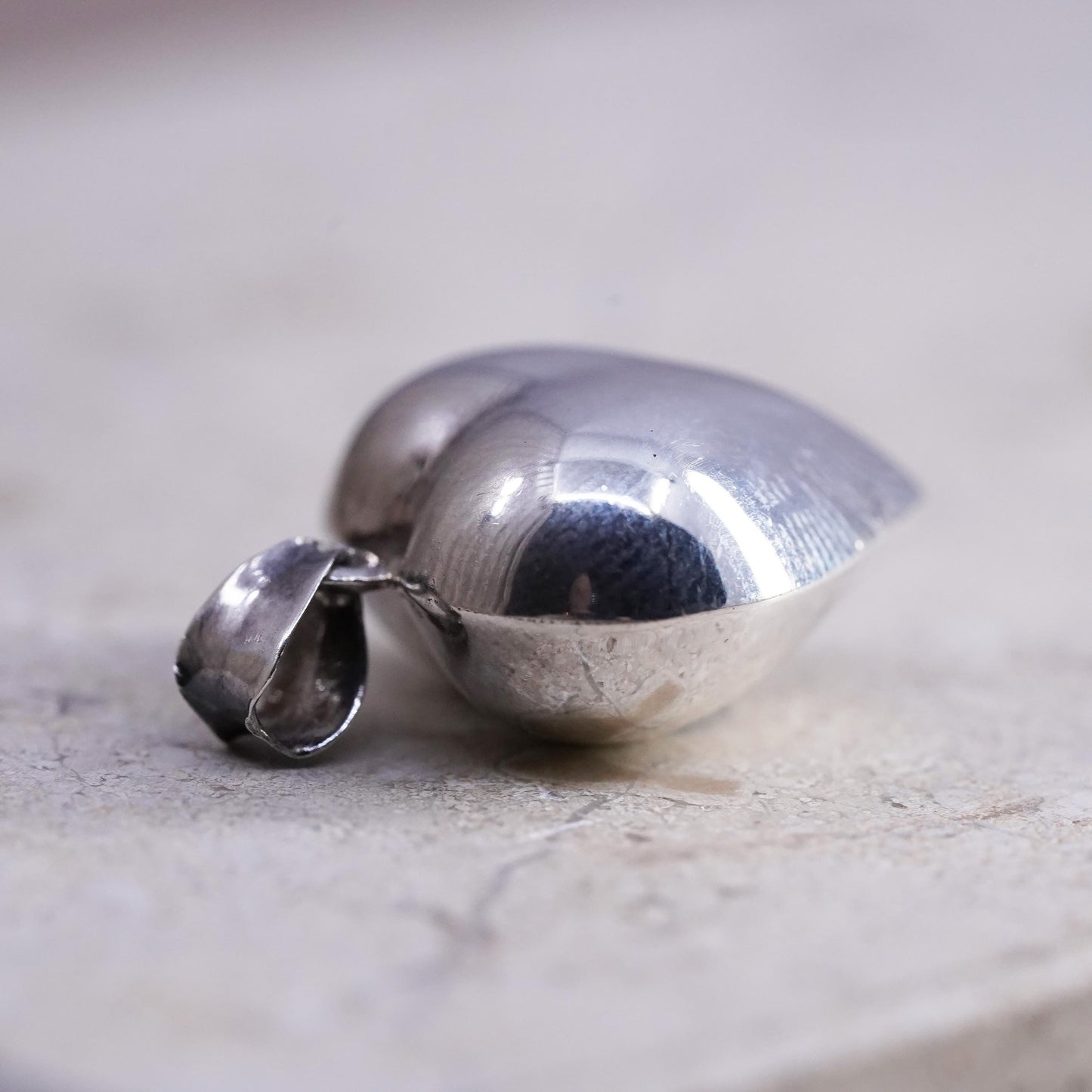 Vintage Sterling silver handmade pendant, puffy 925 heart