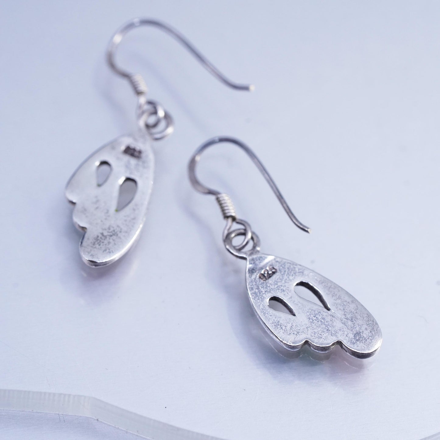 Vintage Sterling 925 silver handmade earrings with mother of pearl inlay