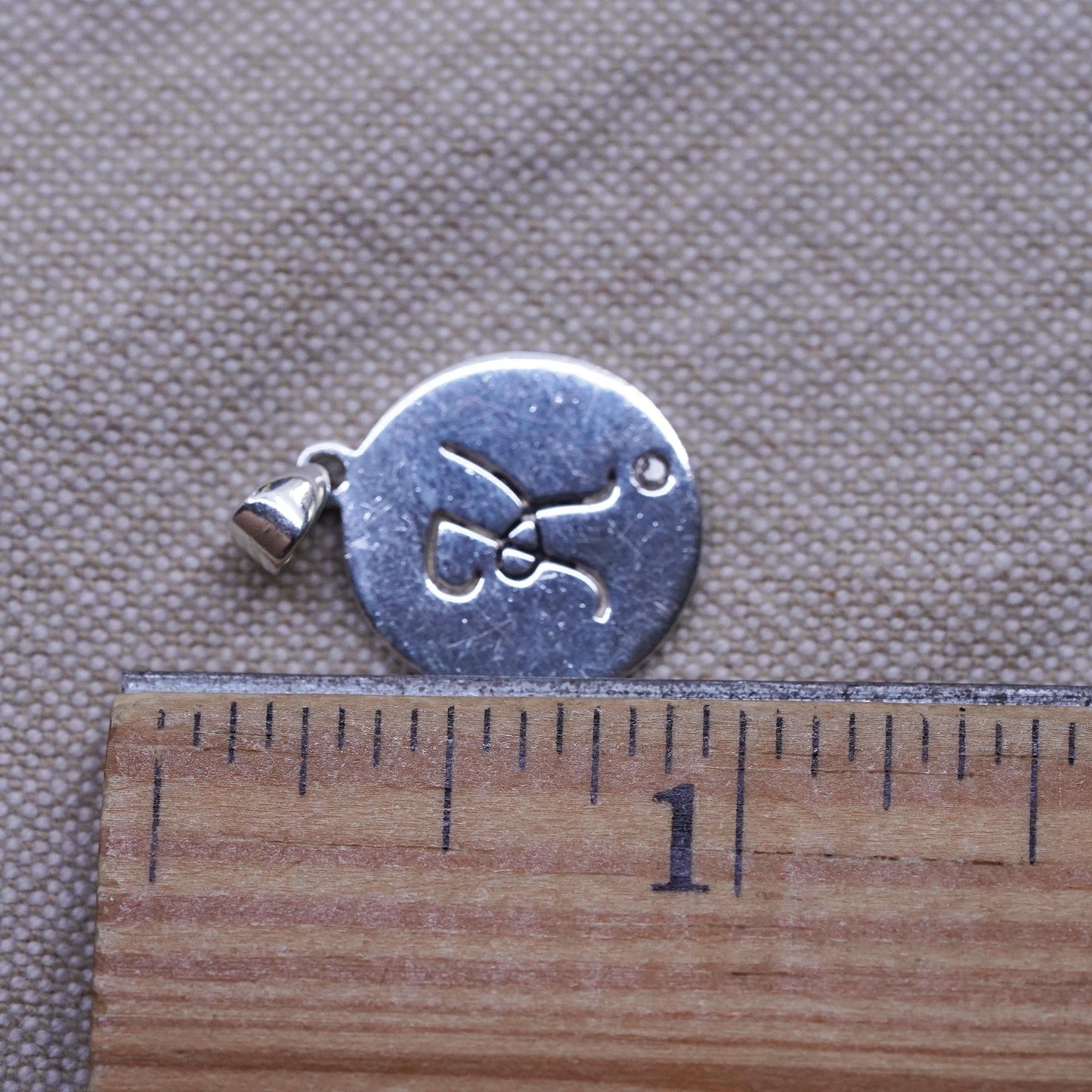 Vintage Sterling silver initial pendant, 925 circle with letter K