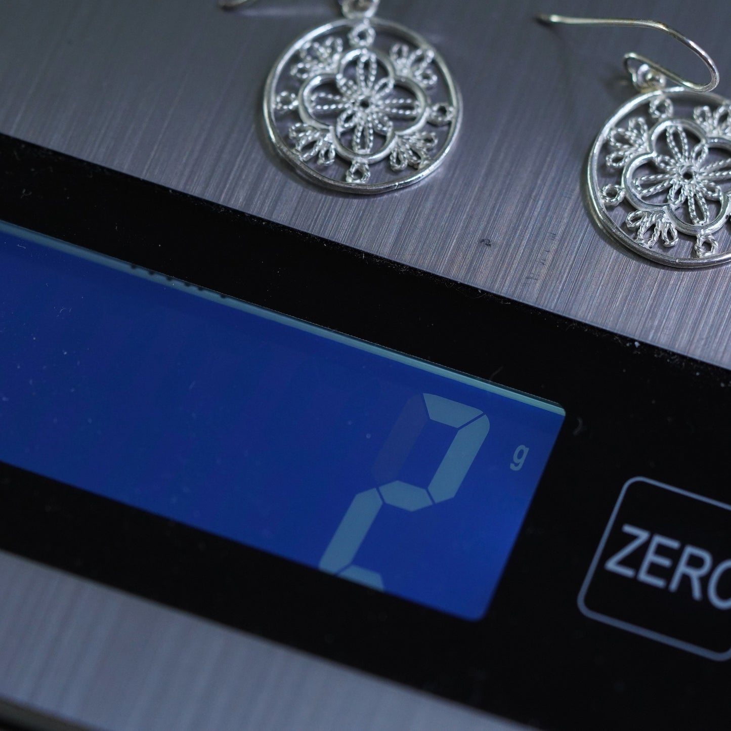 Vintage sterling silver handmade earrings, 925 filigree circle drop