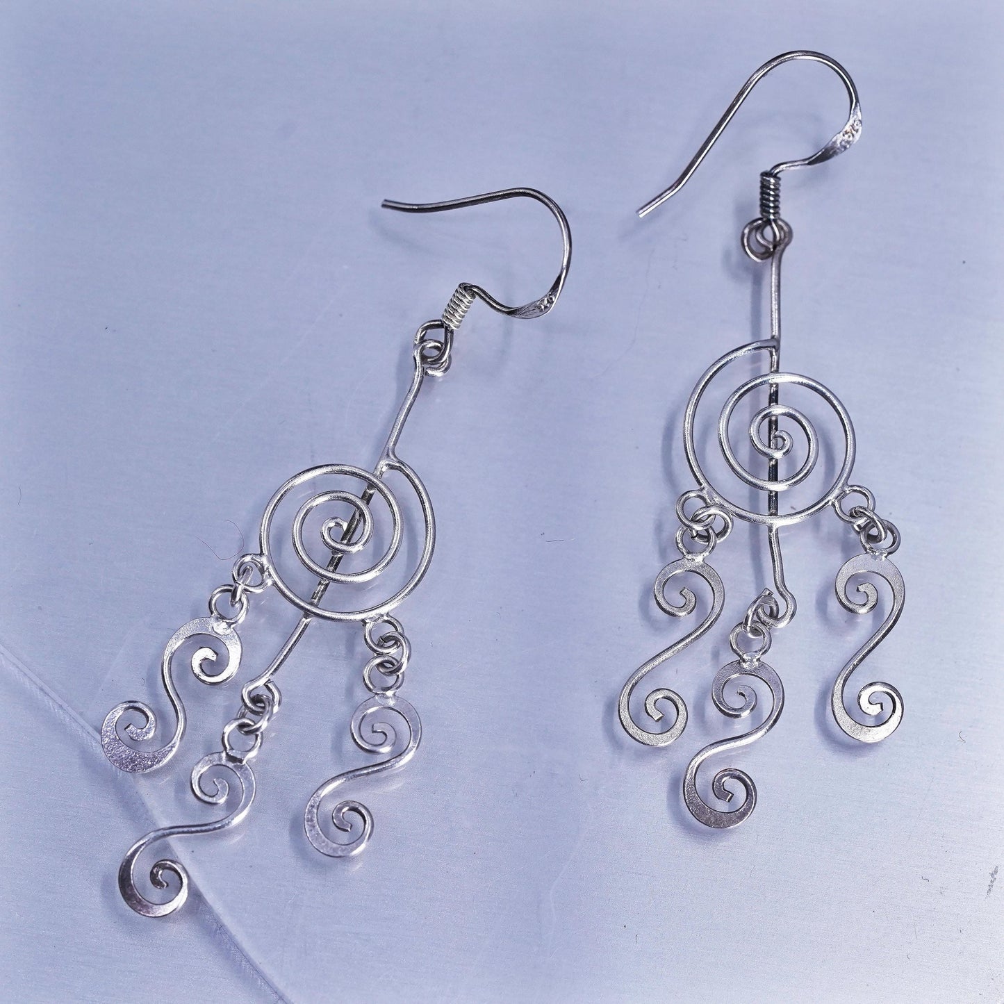 Vintage Sterling 925 silver handmade swirly earrings