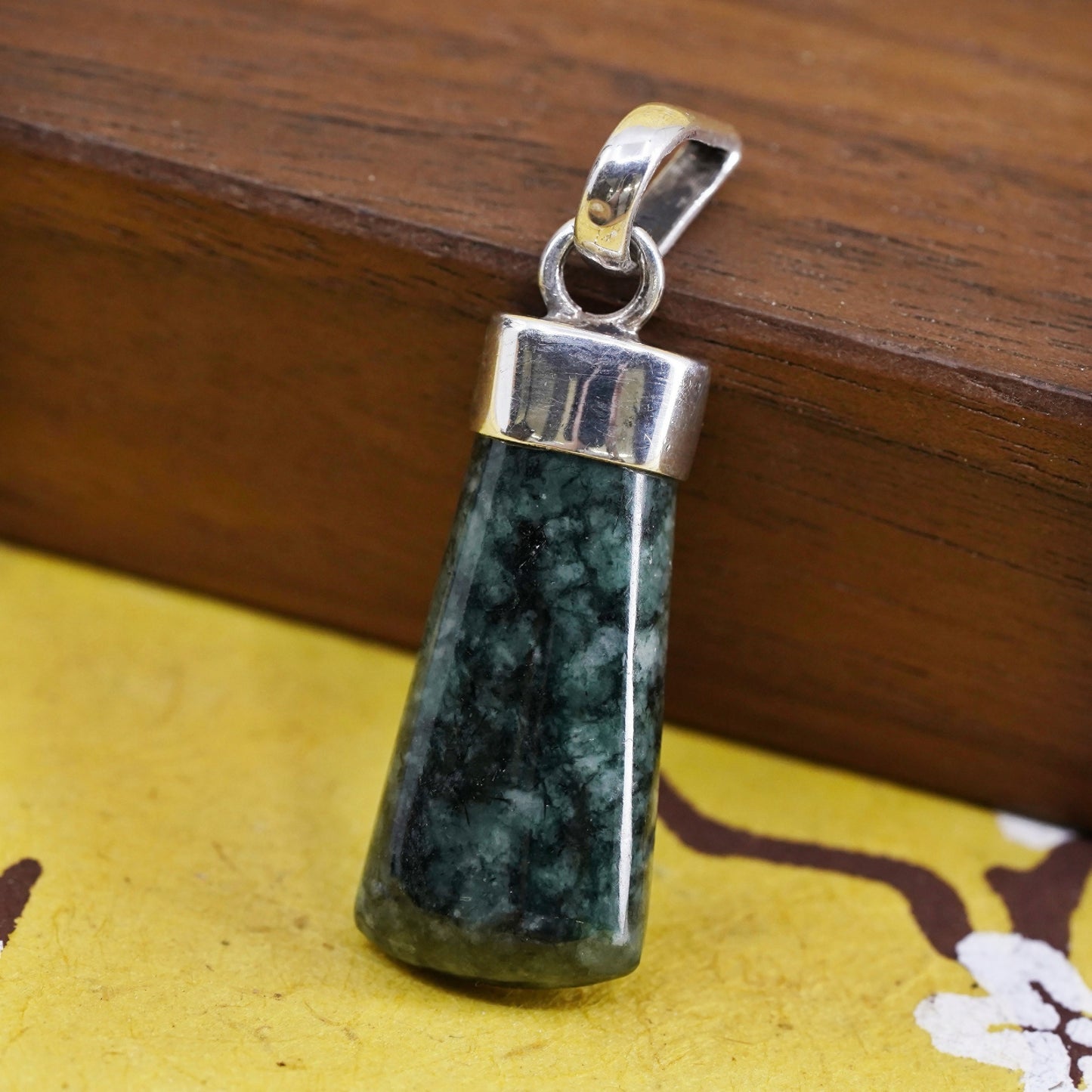 Vintage Sterling 925 silver handmade pendant with connemara marble