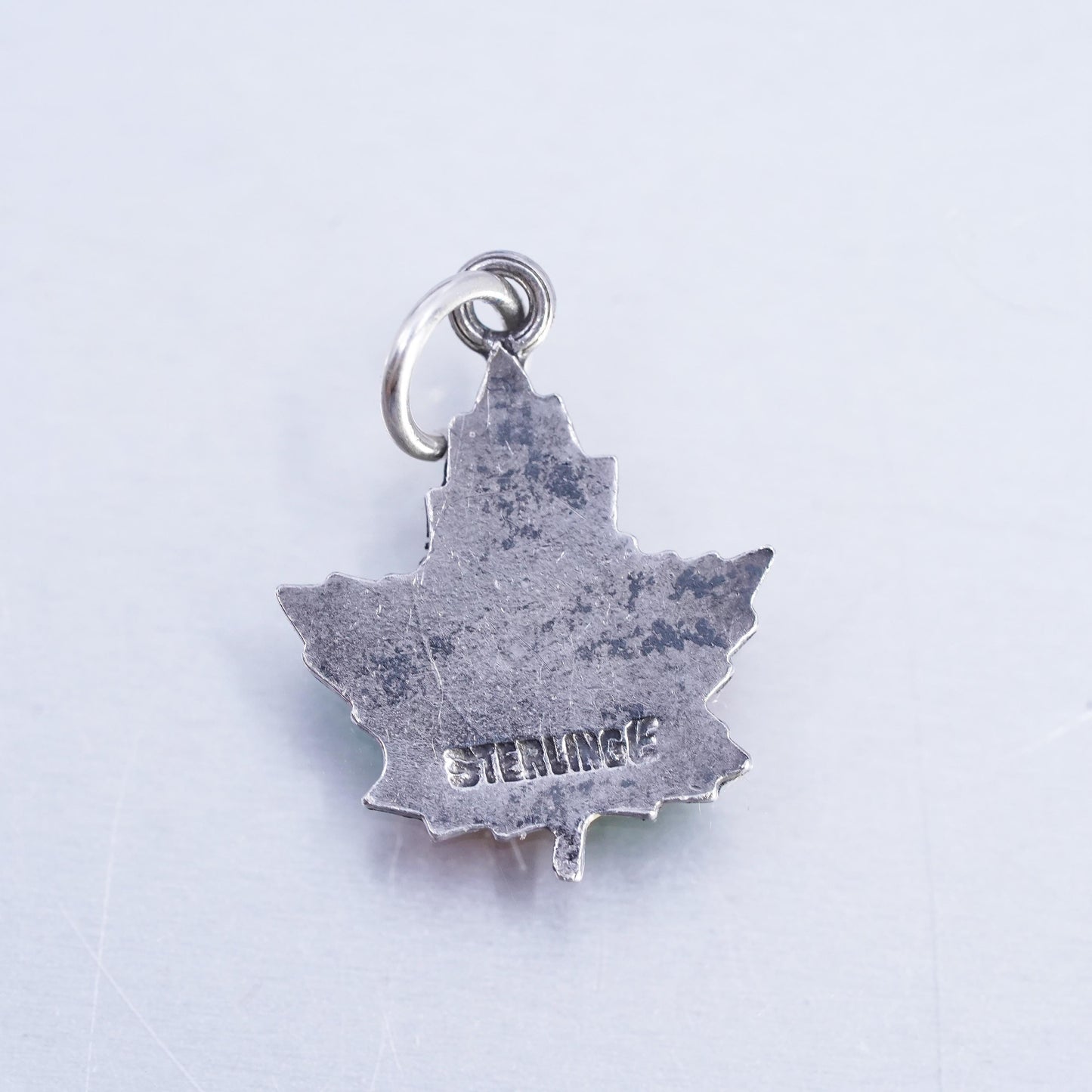 Vintage Sterling 925 Silver Pink Enamel Canada maple leaf Pendant Charm