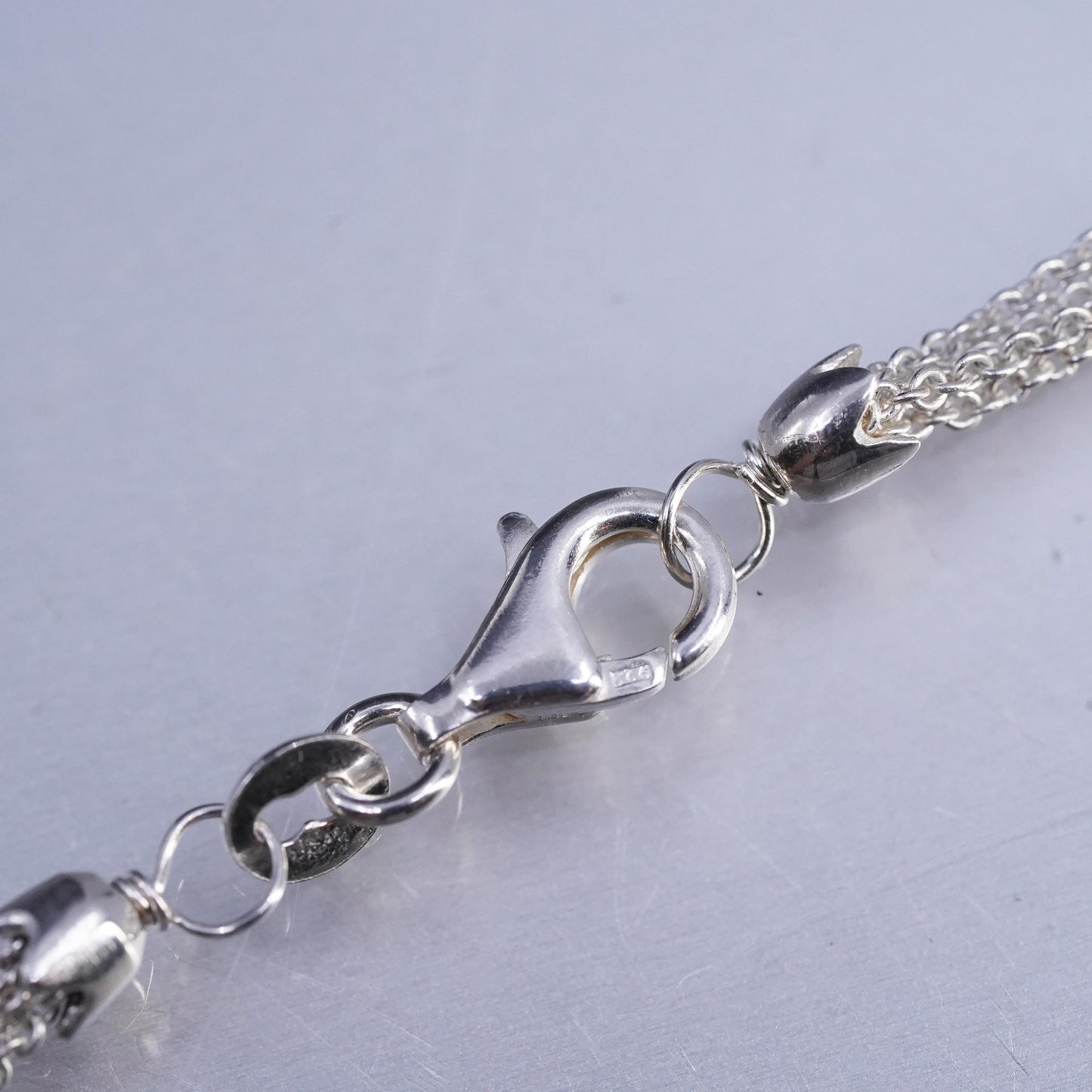 16", vintage Italian Sterling 925 silver multi strands circle chain necklace with star pendant