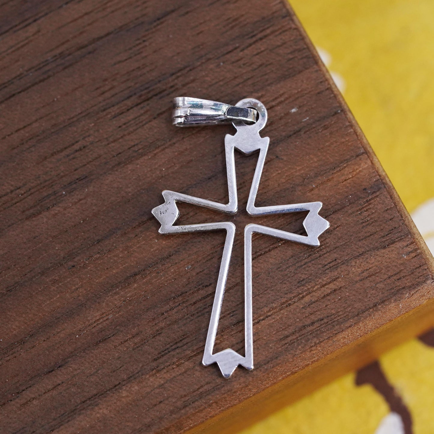 Vintage Sterling silver handmade cross pendant, 925 charm