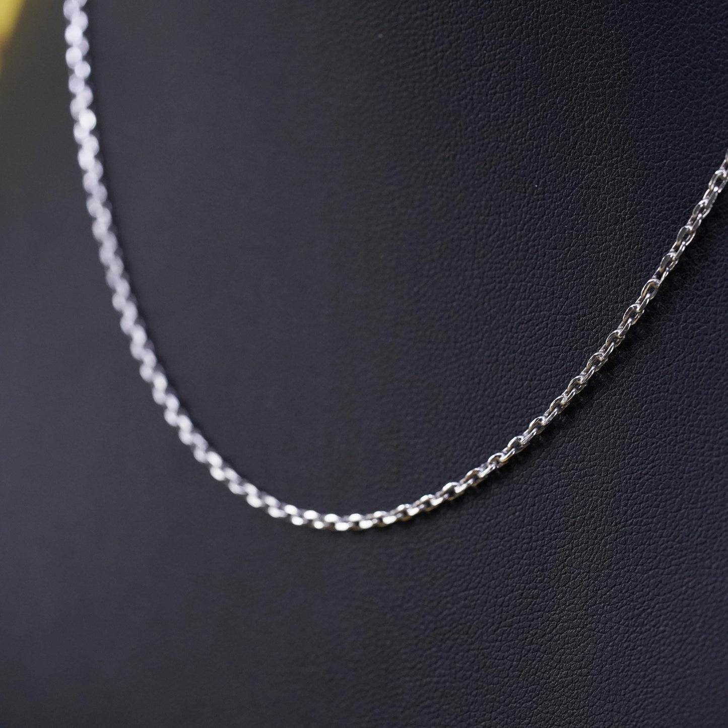 16" 1.6mm, vintage Sterling silver necklace, 925 edgy oval chain