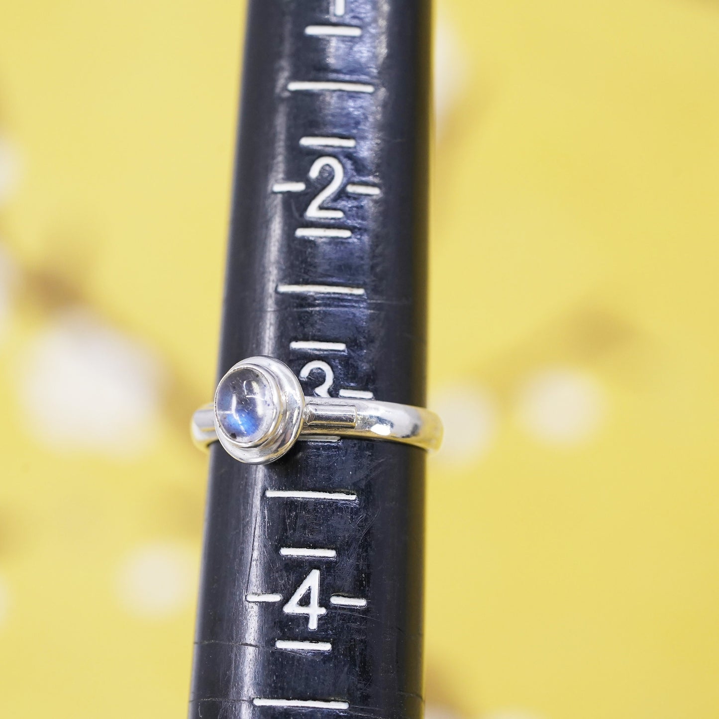 Size 3, vintage sterling silver handmade ring, 925 silver band with moonstone