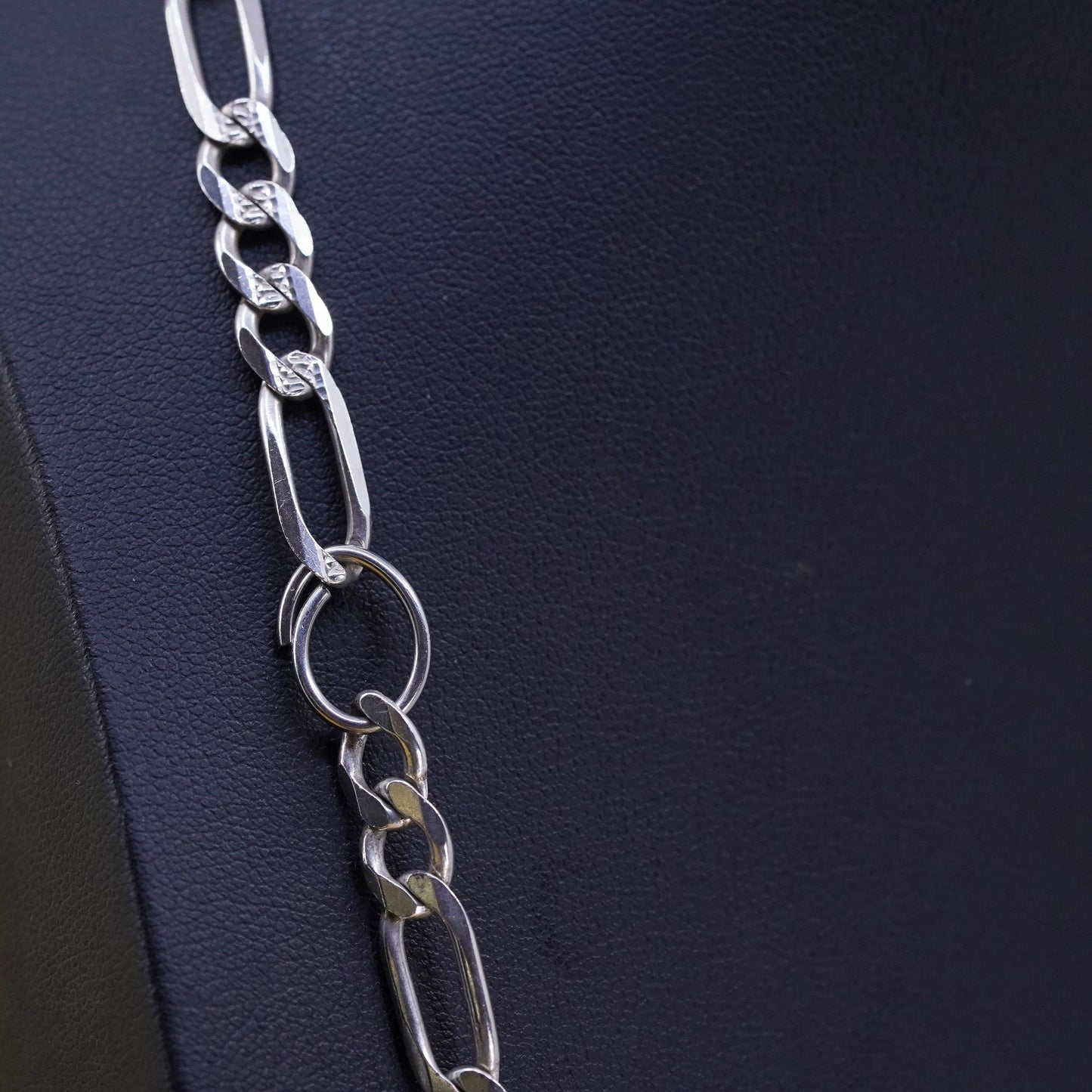 24”, 6mm, Sterling silver figaro chain, Italy 925 necklace