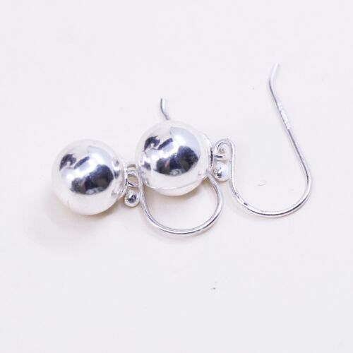 Vintage sterling silver handmade earrings, 925 silver beads dangles