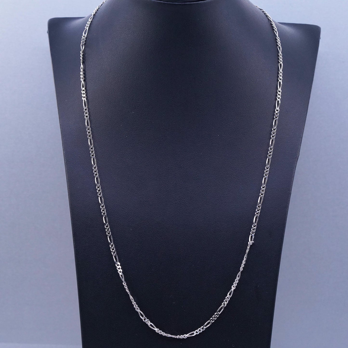 24” 3mm, vintage Romania Sterling 925 silver figaro chain necklace