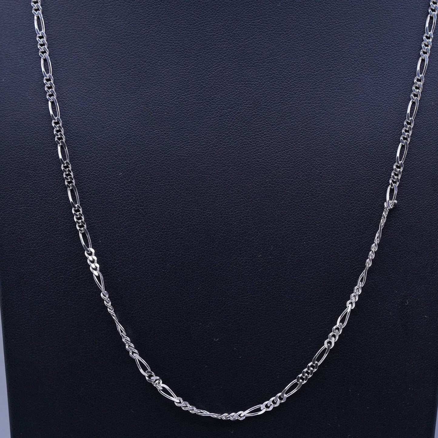 24” 3mm, vintage Romania Sterling 925 silver figaro chain necklace