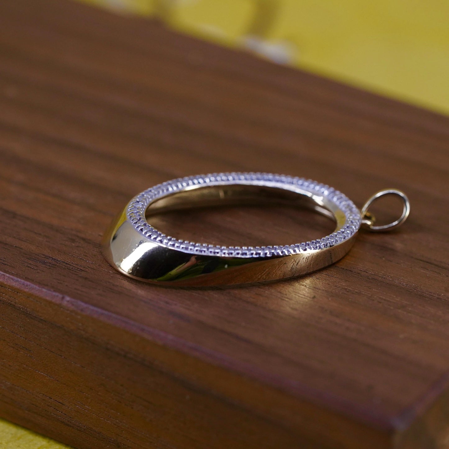 Vintage gold plated sterling silver pendant, 925 oval with genuine diamond