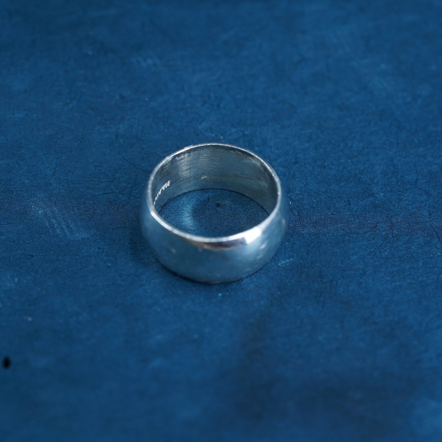 Size 5.25, vintage mexico Sterling silver handmade ring, hammered 925 wide band