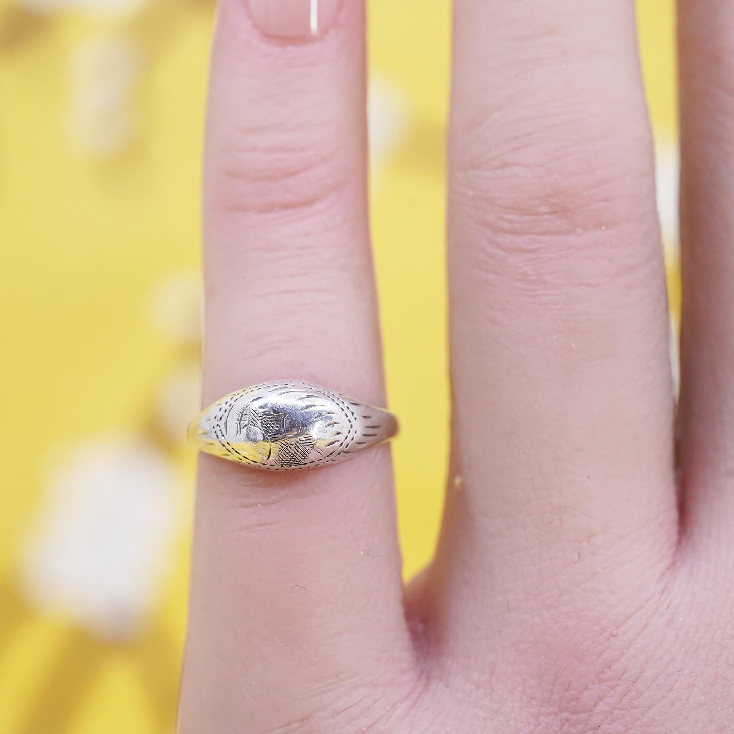 Size 4, vintage Sterling silver handmade ring, 925 textured band