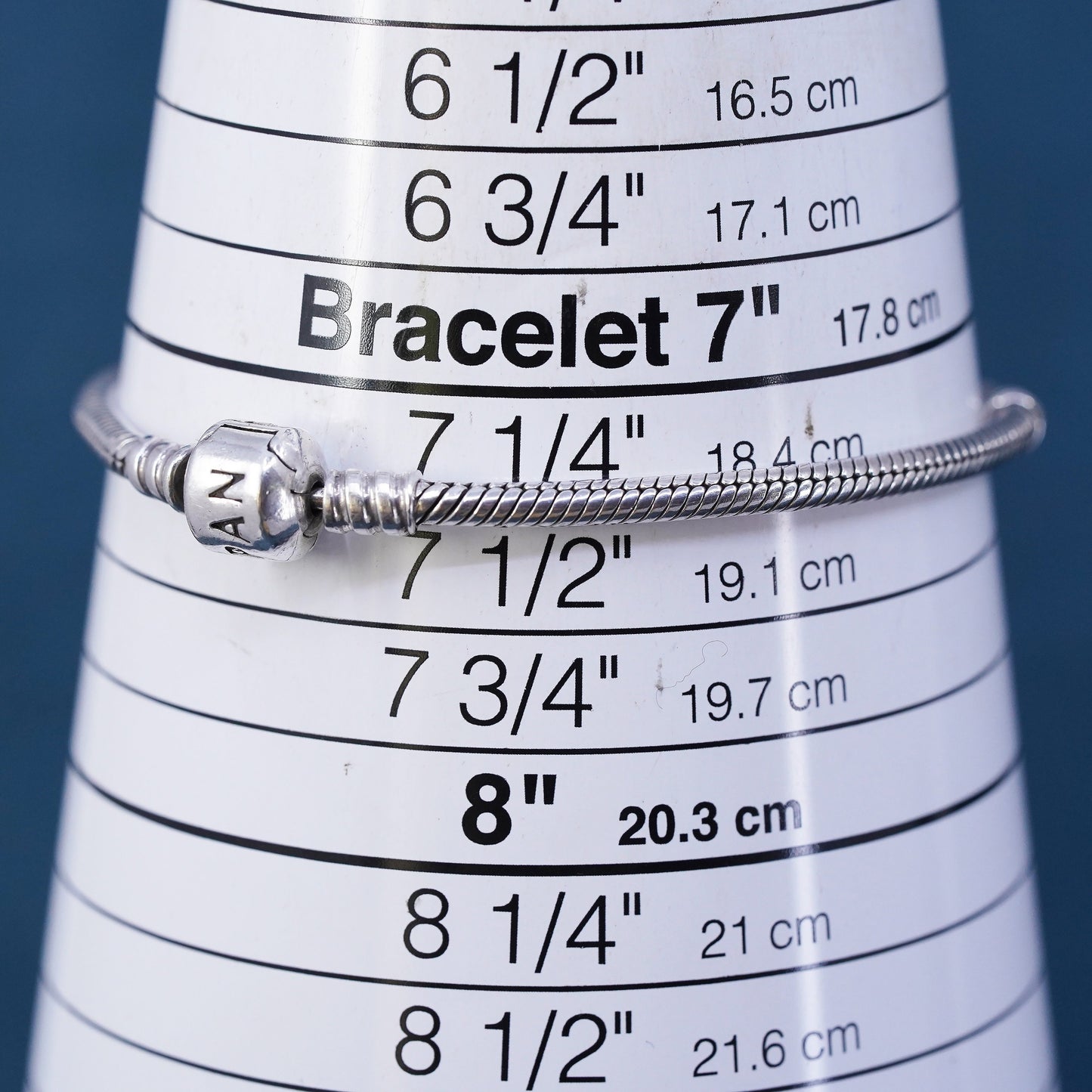 7.5", Vintage Pandora ALE sterling 925 silver snake chain bracelet