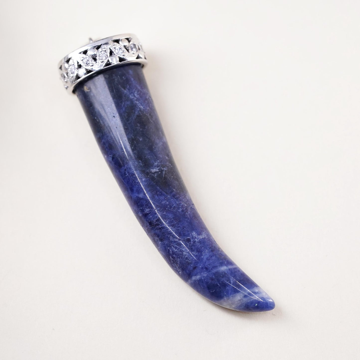 Vintage sterling 925 silver handmade pendant with sodalite
