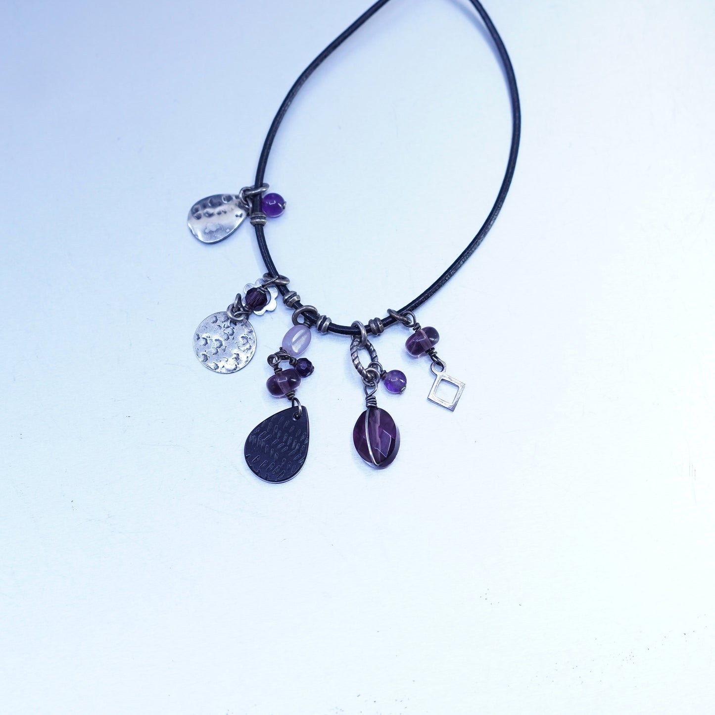 18+2”, Silpada N1788 Amethyst, Shell, Sterling 925 Silver, Cha-Cha Necklace