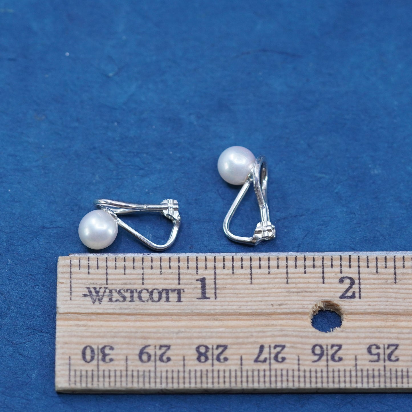 Vintage sterling silver 925 handmade earrings with pearl