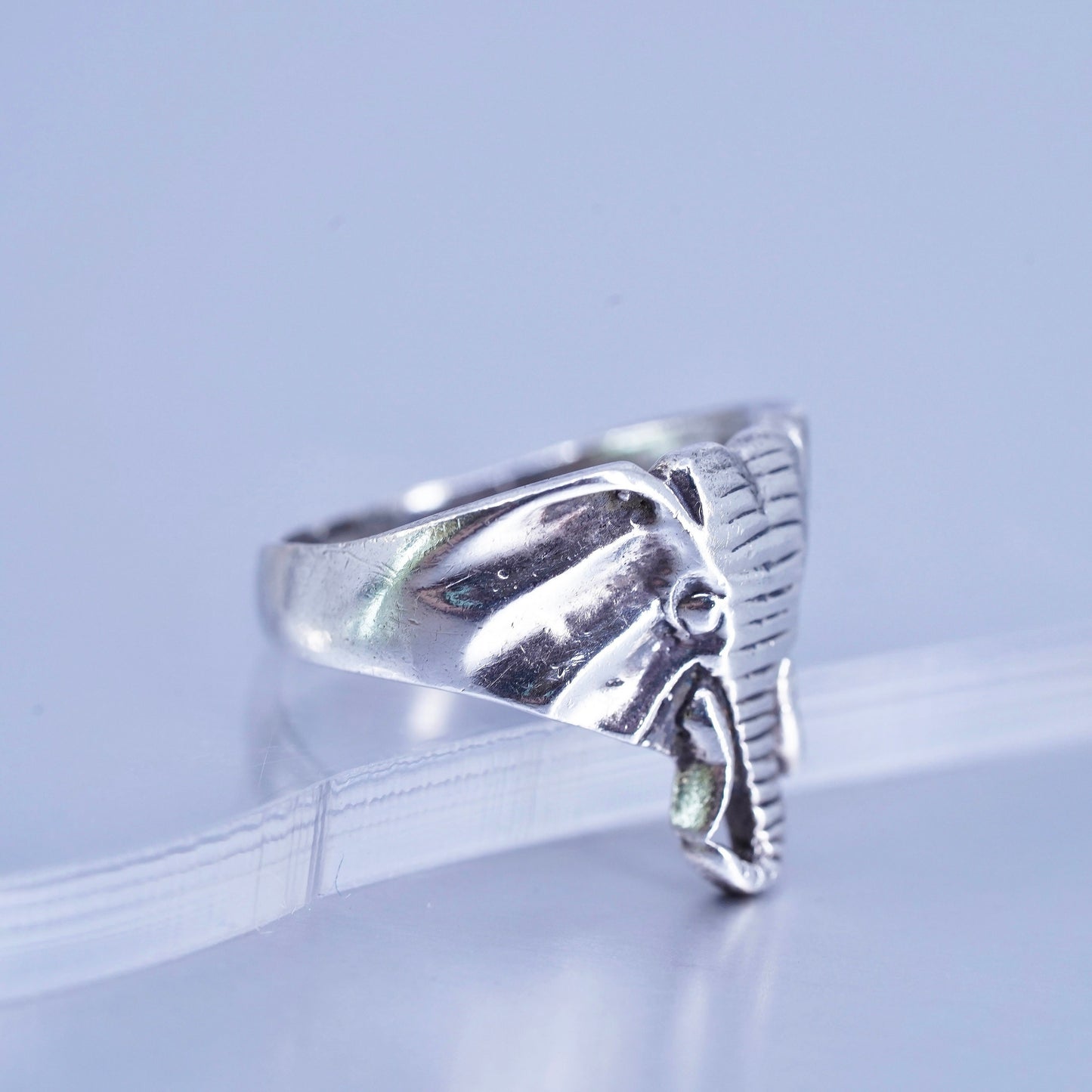 Size 4.5, southwestern Sterling 925 silver handmade ring, elephant head band