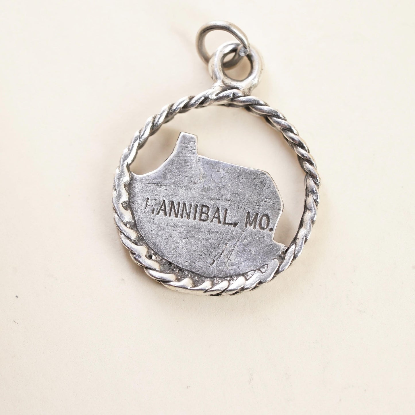 Sterling 925 Silver Hannibal Missouri House Charm Pendant, Mark Twain Souvenir