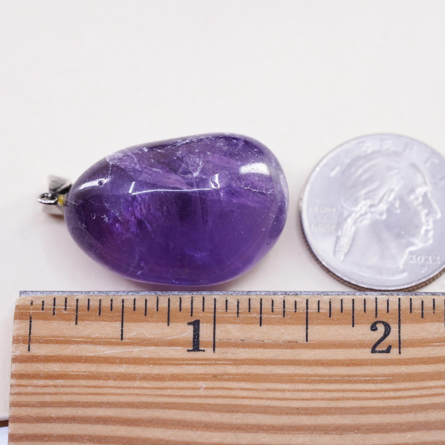 Vintage Sterling 925 silver handmade pendant with amethyst nugget