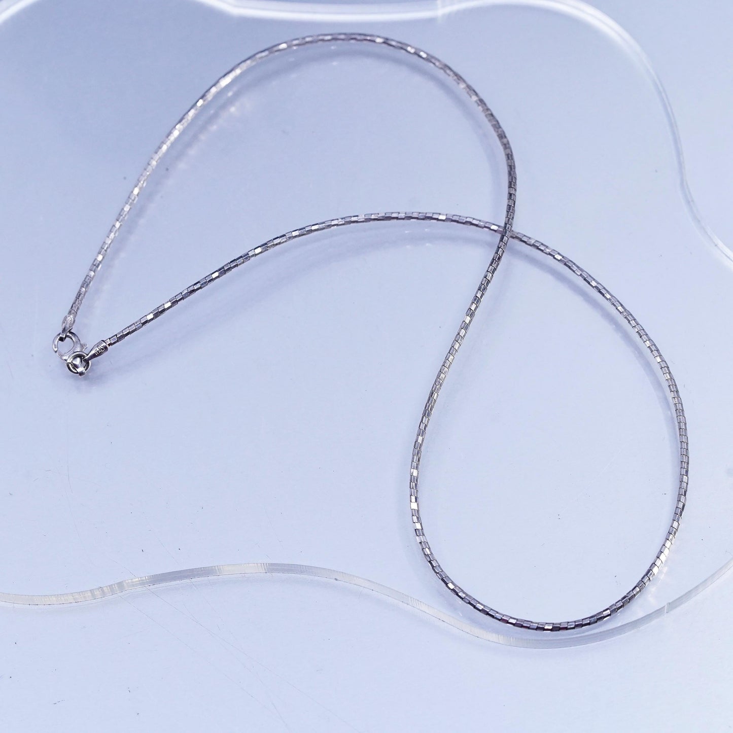 17" 2mm, vintage Milor Italy Sterling 925 silver twisted snake chain necklace