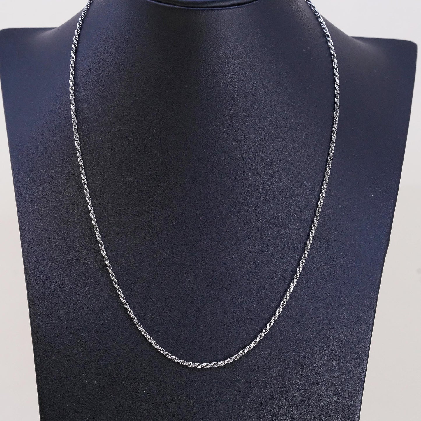 18" 2mm, vintage Sterling silver necklace, 925 circle chain