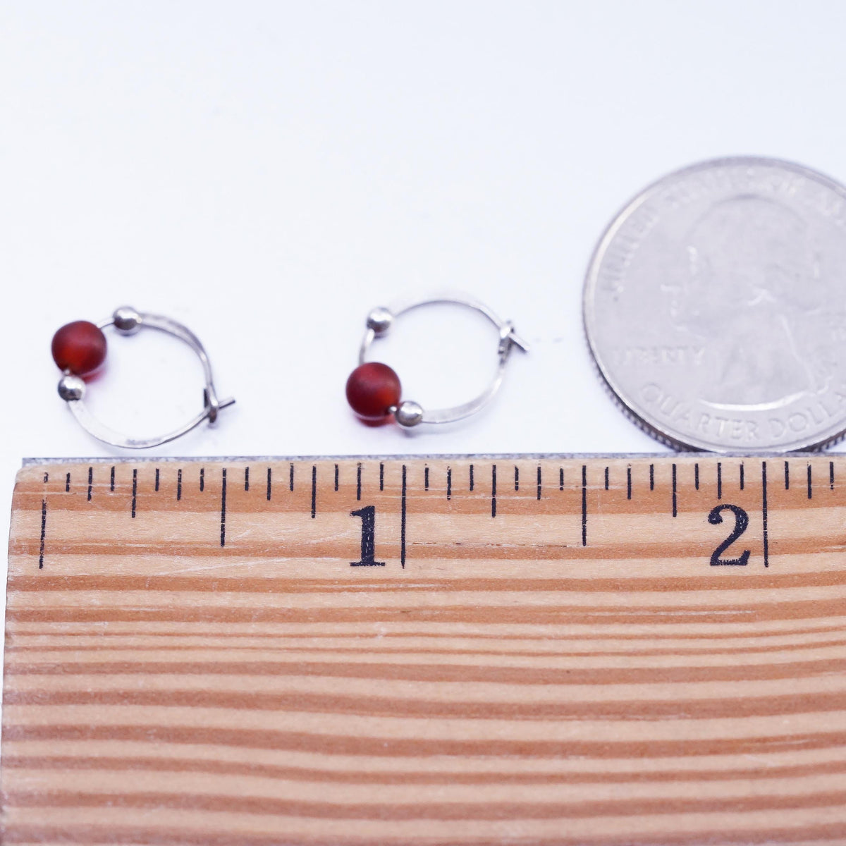 10mm, vintage Sterling silver handmade earrings, 925 Huggie hoops amber bead