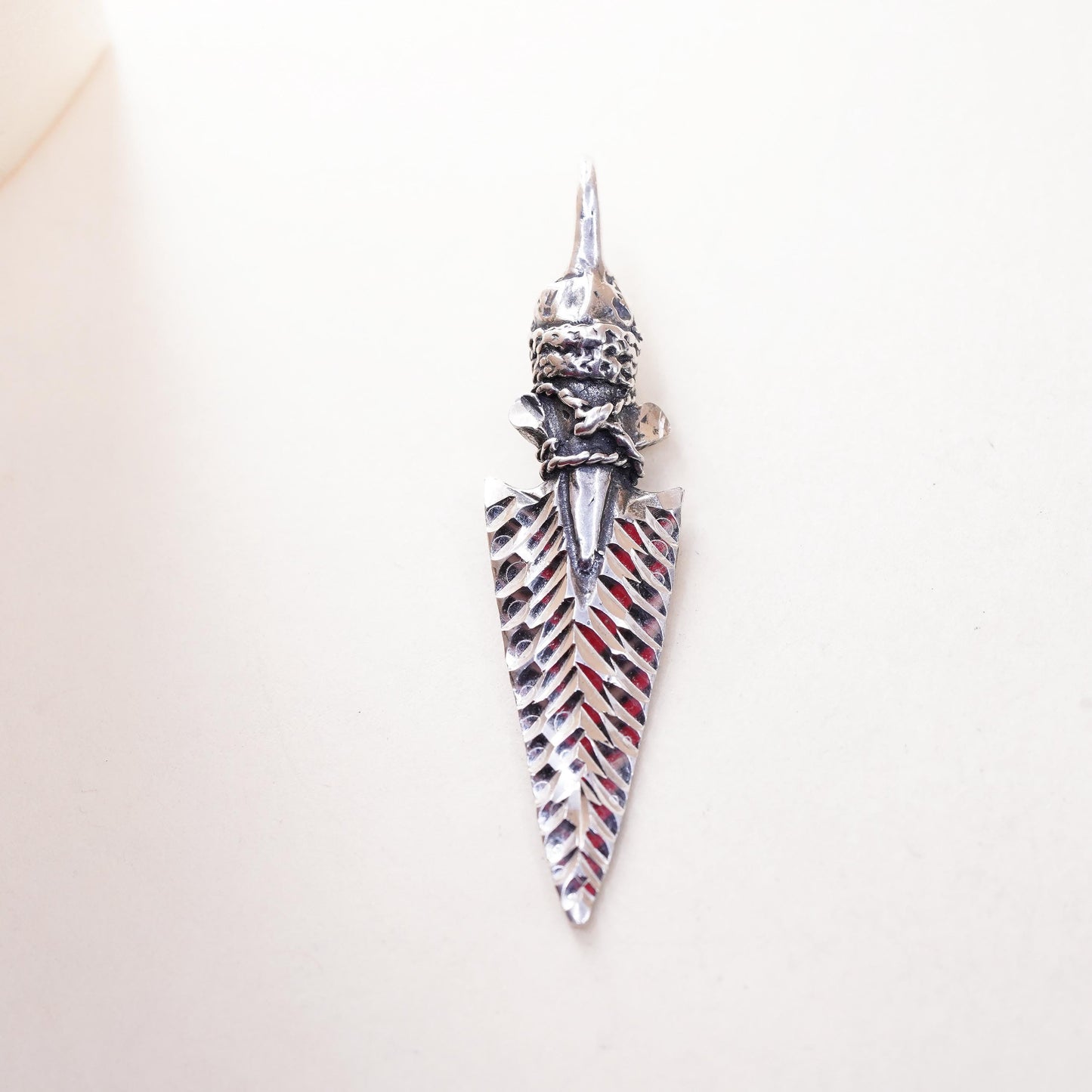 vintage southwestern Black Hills handmade sterling 925 textured arrow pendant